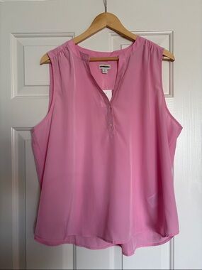 J Crew Pink Sleeveless  Ruched Button Top NWT 🌸✨Size XL